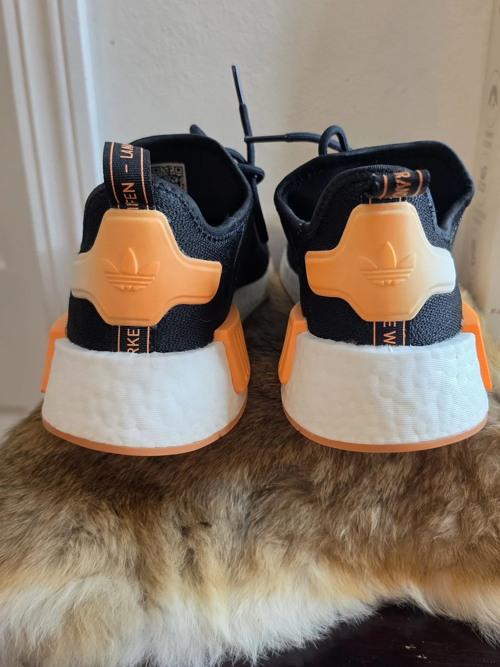 Adidas Womens NMD Runner Sneakers in Black and Orange